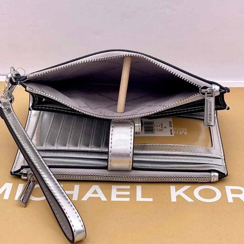Michael Kors Jet Set Travel Large Embellished Signature Logo Wristlet Wallet